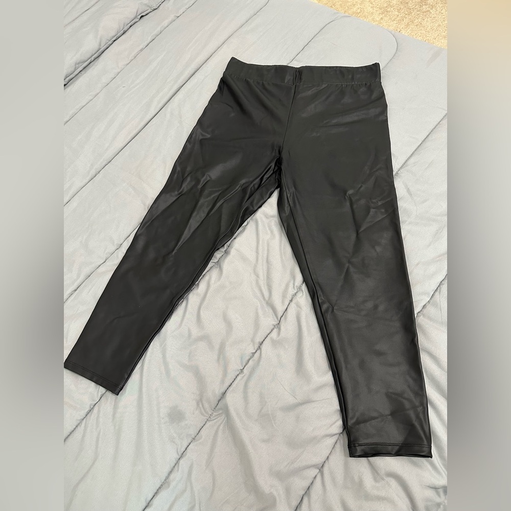 Topshop black faux leather leggings petite. Size 10 US.